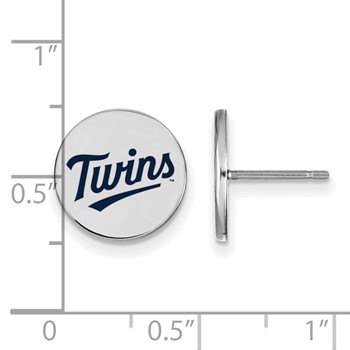 Sterling Silver Rhodium Plated Major League Baseball LogoArt Minnesota Twins Enamel Post Earrings — alternate view