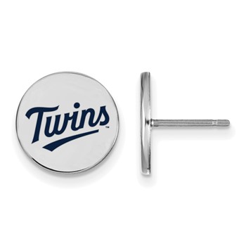 Sterling Silver Rhodium Plated Major League Baseball LogoArt Minnesota Twins Enamel Post Earrings