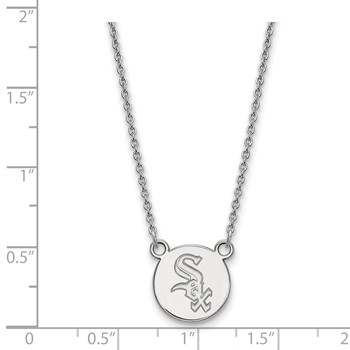Sterling Silver Rhodium Plated Major League Baseball LogoArt Chicago White Sox Disc Necklace — alternate view