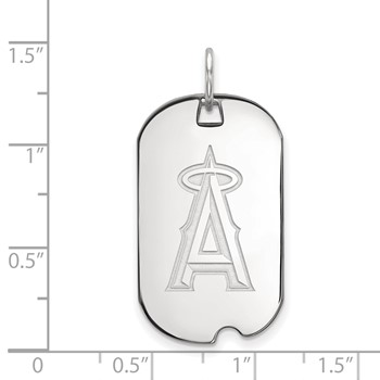 Sterling Silver Rhodium Plated Major League Baseball LogoArt Los Angeles Angels Dog Tag Pendant — alternate view