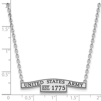 Sterling Silver United States Army Epoxied Small Bar Necklace — alternate view