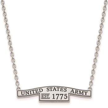 Sterling Silver United States Army Epoxied Small Bar Necklace