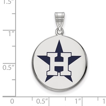 Sterling Silver Rhodium Plated Major League Baseball LogoArt Houston Astros Enamel Pendant — alternate view