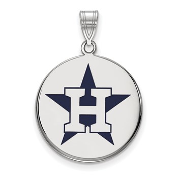 Sterling Silver Rhodium Plated Major League Baseball LogoArt Houston Astros Enamel Pendant