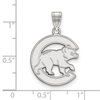 10k White Gold Major League Baseball LogoArt Chicago Cubs Letter C Bear Large Pendant — alternate view