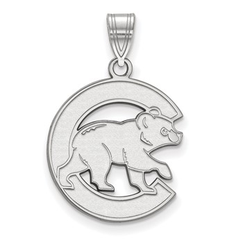 10k White Gold Major League Baseball LogoArt Chicago Cubs Letter C Bear Large Pendant