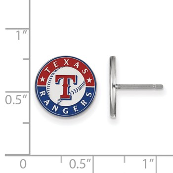 SS/Rh-p Major League Baseball LogoArt Texas Rangers Enamel Disc Earrings — alternate view
