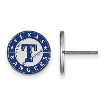 SS/Rh-p Major League Baseball LogoArt Texas Rangers Enamel Disc Earrings