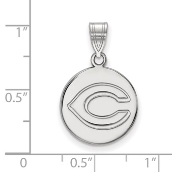 Sterling Silver Rhodium Plated Major League Baseball LogoArt Cincinnati Reds Medium Disc Pendant — alternate view