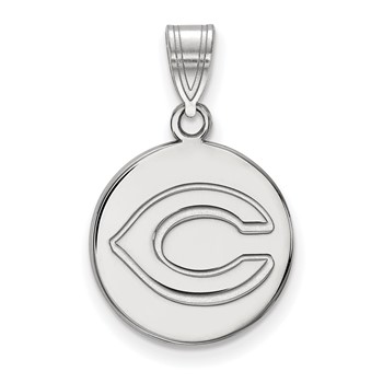 Sterling Silver Rhodium Plated Major League Baseball LogoArt Cincinnati Reds Medium Disc Pendant