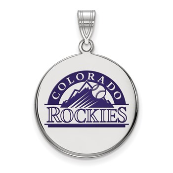 Sterling Silver Rhodium Plated Major League Baseball LogoArt Colorado Rockies Enamel Pendant