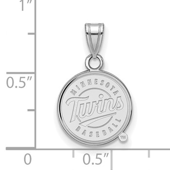 10k White Gold Major League Baseball LogoArt Minnesota Twins Script Small Pendant — alternate view