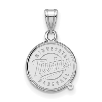 10k White Gold Major League Baseball LogoArt Minnesota Twins Script Small Pendant