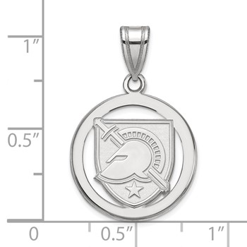 Sterling Silver Rhodium-plated LogoArt U.S. Military Academy Letter A Medium Circle Pendant — alternate view