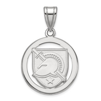 Sterling Silver Rhodium-plated LogoArt U.S. Military Academy Letter A Medium Circle Pendant