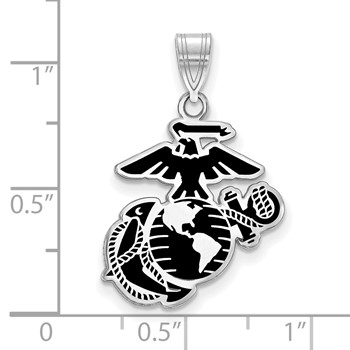 Sterling Silver Rh-Plat Large U.S. Marine Corps Epoxied Pendant — alternate view