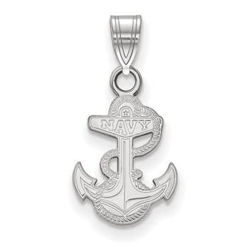 14k White Gold LogoArt US Naval Academy Anchor Small Pendant