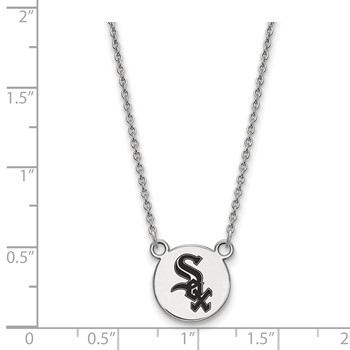 Sterling Silver Rhodium Plated Major League Baseball LogoArt Chicago White Sox Enamel Necklace — alternate view