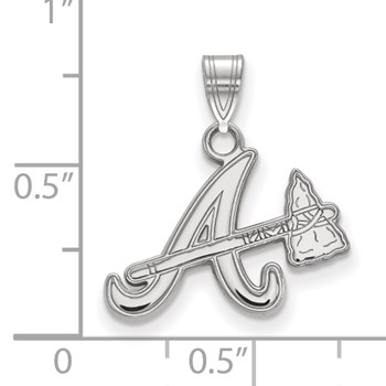 14k White Gold Major League Baseball LogoArt Atlanta Braves A w/Tomahawk Small Pendant — alternate view