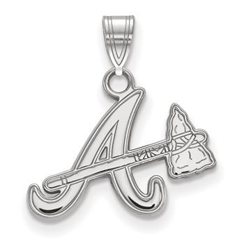 14k White Gold Major League Baseball LogoArt Atlanta Braves A w/Tomahawk Small Pendant