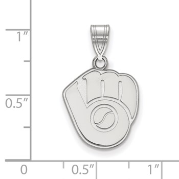 14k White Gold Major League Baseball LogoArt Milwaukee Brewers Baseball Glove Pendant — alternate view