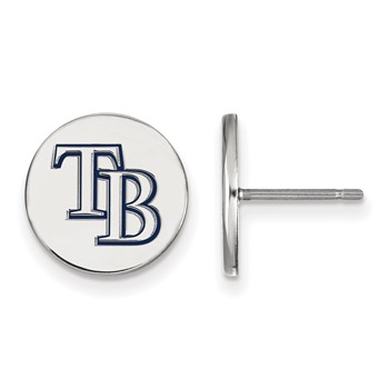 SS/Rh-p Major League Baseball LogoArt Tampa Bay Rays Enamel Disc Earrings