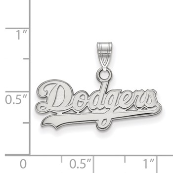 14k White Gold Major League Baseball LogoArt Los Angeles Dodgers Script Small Pendant — alternate view