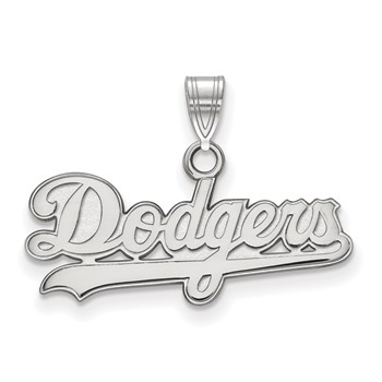 14k White Gold Major League Baseball LogoArt Los Angeles Dodgers Script Small Pendant