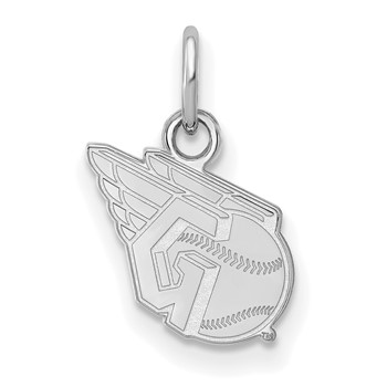 14k White Gold Major League Baseball LogoArt Cleveland Guardians Logo Extra Small Pendant