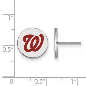 SS/Rh-p Major League Baseball LogoArt Washington Nationals Enamel Earrings — alternate view