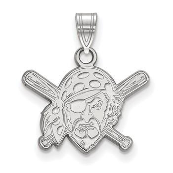 10k White Gold Major League Baseball LogoArt Pittsburgh Pirates Buccaneer Small Pendant