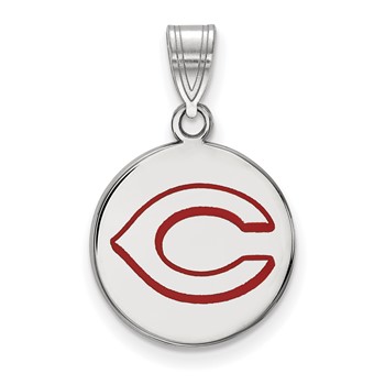 Sterling Silver Rhodium Plated Major League Baseball LogoArt Cincinnati Reds Enamel Disc Pendant