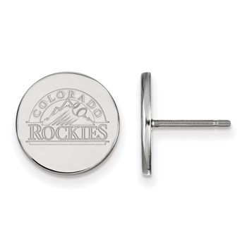 Sterling Silver Rhodium Plated Major League Baseball LogoArt Colorado Rockies Disc Post Earrings