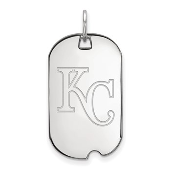 Sterling Silver Rhodium Plated Major League Baseball LogoArt Kansas City Royals Dog Tag
