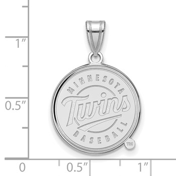 Sterling Silver Rhodium Plated Major League Baseball LogoArt Minnesota Twins Script Large Pendant — alternate view
