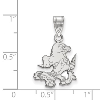 Sterling Silver Rhodium-plated LogoArt United States Air Force Academy Falcon Medium Pendant — alternate view