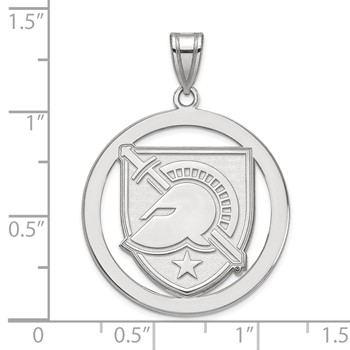 Sterling Silver Rhodium-plated LogoArt U.S. Military Academy Letter A Extra Large Circle Pendant — alternate view