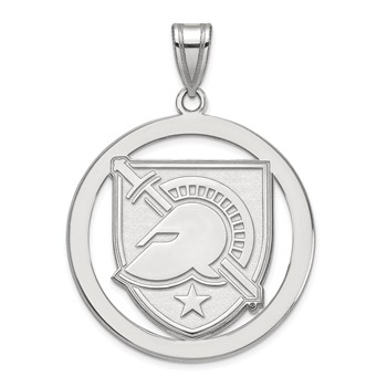 Sterling Silver Rhodium-plated LogoArt U.S. Military Academy Letter A Extra Large Circle Pendant
