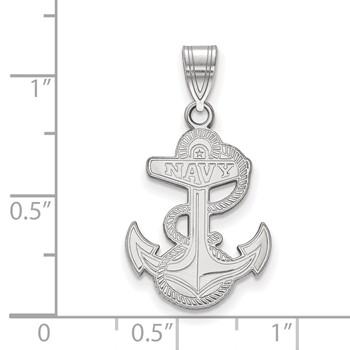 14k White Gold LogoArt US Naval Academy Anchor Large Pendant — alternate view