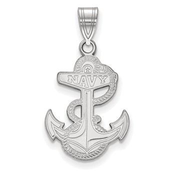 14k White Gold LogoArt US Naval Academy Anchor Large Pendant