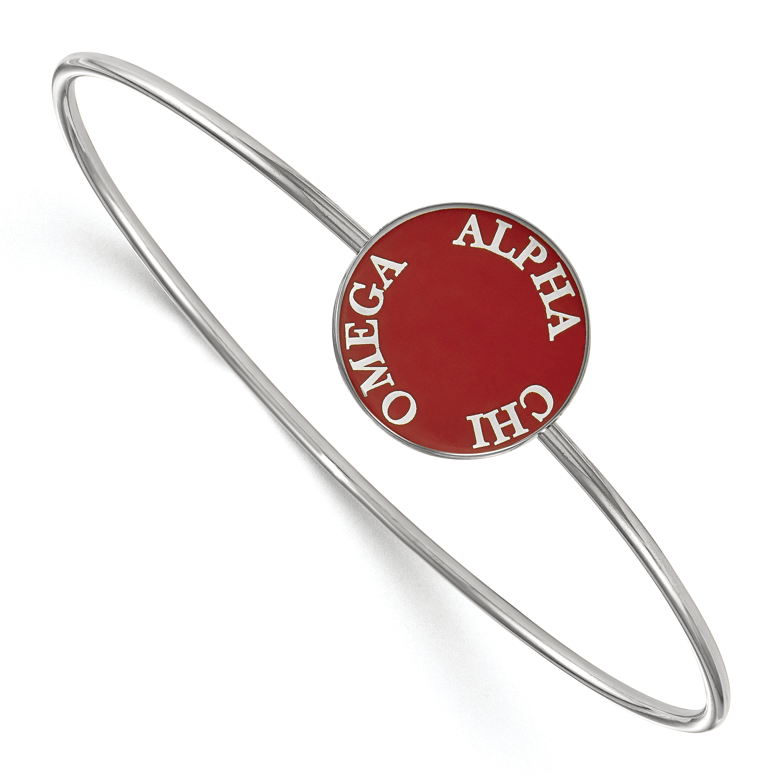 Sterling Silver Rh plated LogoArt Alpha Chi Omega Enameled Slip on