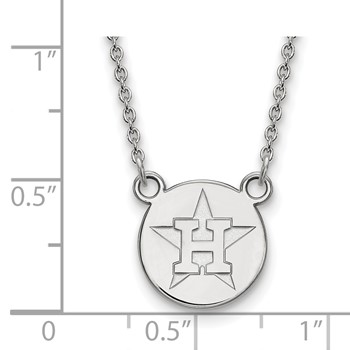 Sterling Silver Rhodium Plated Major League Baseball LogoArt Houston Astros Disc Necklace — alternate view