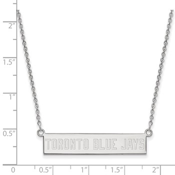 SS/Rh-p Major League Baseball LogoArt Toronto Blue Jays Small Bar Necklace — alternate view