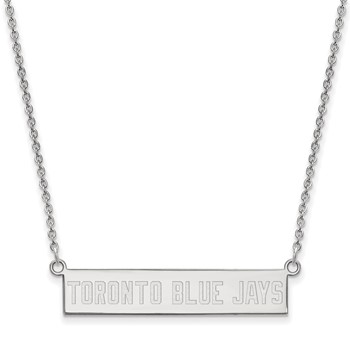 SS/Rh-p Major League Baseball LogoArt Toronto Blue Jays Small Bar Necklace