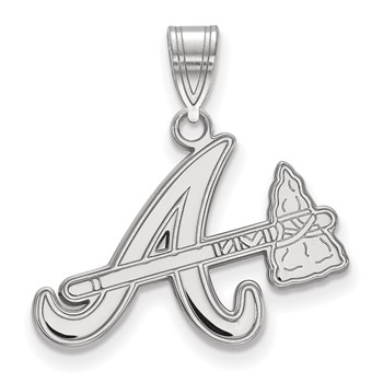 14k White Gold Major League Baseball LogoArt Atlanta Braves A w/Tomahawk Pendant