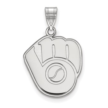 10k White Gold Major League Baseball LogoArt Milwaukee Brewers Baseball Glove Pendant