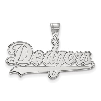 10k White Gold Major League Baseball LogoArt Los Angeles Dodgers Script Large Pendant