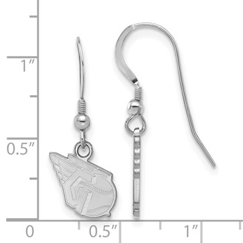 Sterling Silver Rhodium Plated Major League Baseball LogoArt Cleveland Guardians Small Wire Dangle Earrings — alternate view