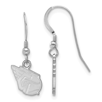 Sterling Silver Rhodium Plated Major League Baseball LogoArt Cleveland Guardians Small Wire Dangle Earrings