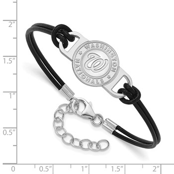 SS/Rh-p Major League Baseball LogoArt Washington Nationals Leather Bracelet — alternate view